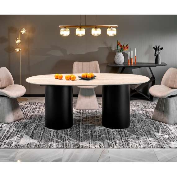 Spisebord Julius 200x100 cm - Trevertin - ovalt bord