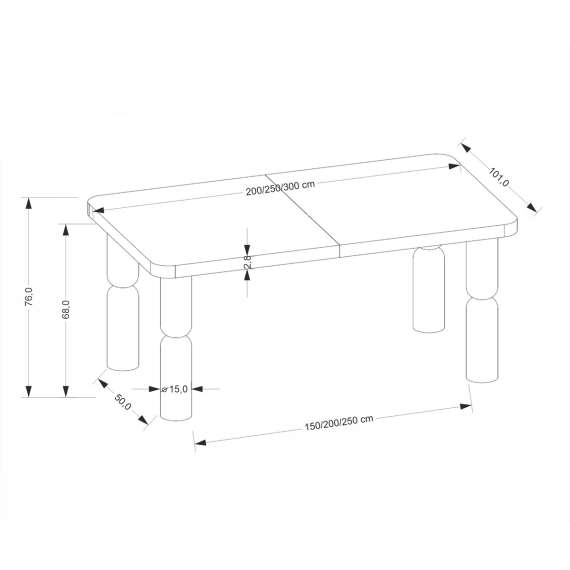 Spisebord Melton 200-300x101 cm - valnøtt - eikefinér