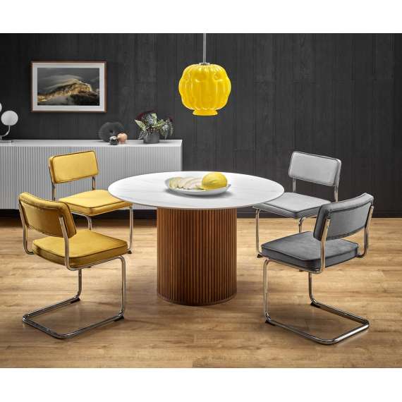 Spisebord Bruno 120 cm - marmur - valnøtt