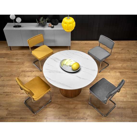 Spisebord Bruno 120 cm - marmur - valnøtt