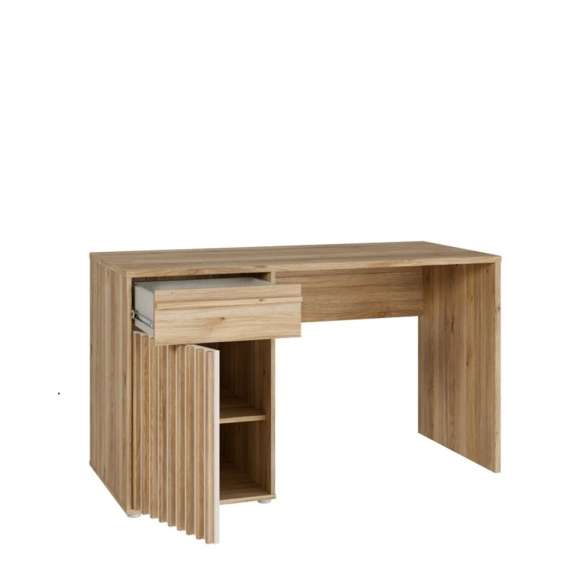 Skrivebord ARKAN 130x60 cm - eik mauvella - beige sand - 1 dør - 1 skuff