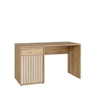 Skrivebord ARKAN 130x60 cm - eik mauvella - beige sand - 1 dør - 1 skuff