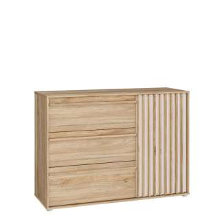 Skjenk ARKAN 118x85 cm - eik mauvella - beige sand - 1 dør - 3 skuffer