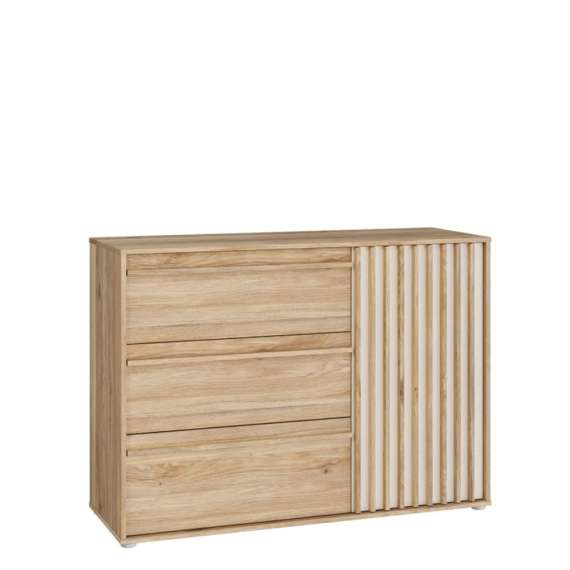 Skjenk ARKAN 118x85 cm - eik mauvella - beige sand - 1 dør - 3 skuffer