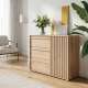 Skjenk ARKAN 118x85 cm - eik mauvella - beige sand - 1 dør - 3 skuffer