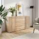 Skjenk ARKAN 163x85 cm - eik mauvella - beige sand - 2 dører - 3 skuffer