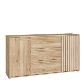 Skjenk ARKAN 163x85 cm - eik mauvella - beige sand - 2 dører - 3 skuffer