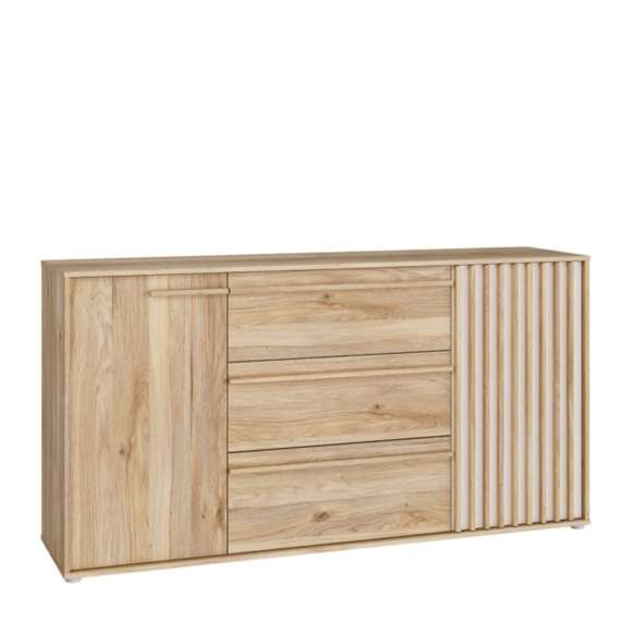 Skjenk ARKAN 163x85 cm - eik mauvella - beige sand - 2 dører - 3 skuffer