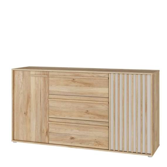 Skjenk ARKAN 163x85 cm - eik mauvella - beige sand - 2 dører - 3 skuffer