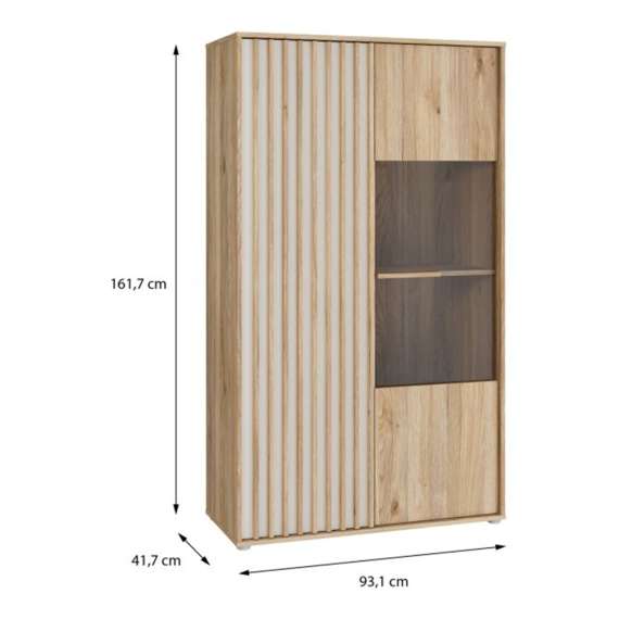Vitrineskap ARKAN 93x162 cm - eik mauvella - beige sand - 1 dør