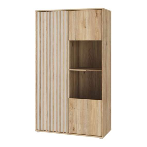 Vitrineskap ARKAN 93x162 cm - eik mauvella - beige sand - 1 dør