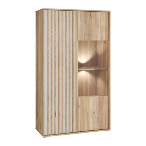 Vitrineskap ARKAN 93x162 cm - eik mauvella - beige sand - 1 dør