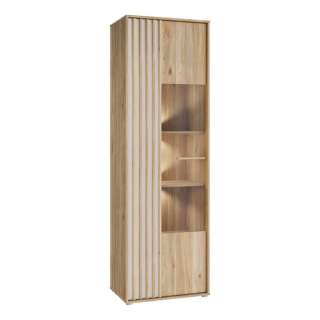Vitrineskap ARKAN 64x200 cm - eik mauvella - beige sand - 1 dør