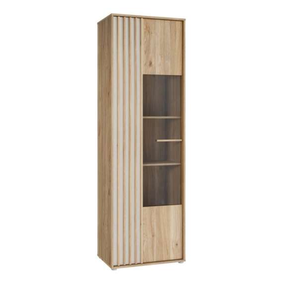 Vitrineskap ARKAN 64x200 cm - eik mauvella - beige sand - 1 dør