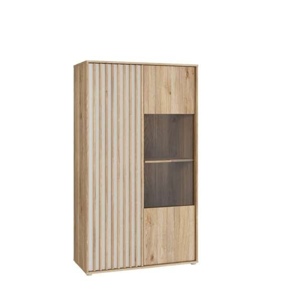 Vitrineskap ARKAN 93x162 cm - eik mauvella - beige sand - 1 dør