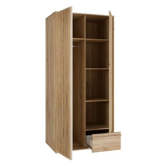 Garderobeskap ARKAN 93x200 cm - eik mauvella - beige sand - 2 dører - 1 skuff