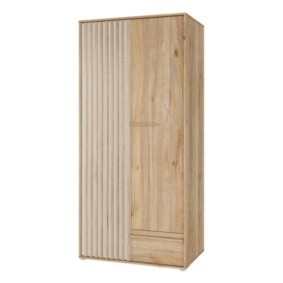 Garderobeskap ARKAN 93x200 cm - eik mauvella - beige sand - 2 dører - 1 skuff