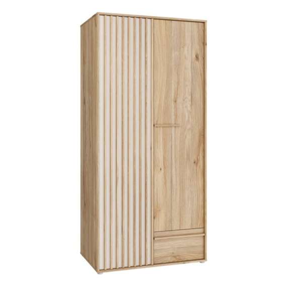 Garderobeskap ARKAN 93x200 cm - eik mauvella - beige sand - 2 dører - 1 skuff