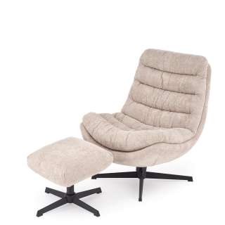 Lenestol OLYMPIC med fotskammel - stoff - cappucino