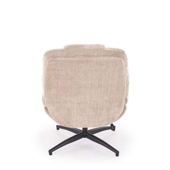 Lenestol DECLAN med fotskammel - stoff - beige