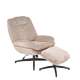 Lenestol DECLAN med fotskammel - stoff - beige