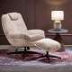 Lenestol DECLAN med fotskammel - stoff - beige