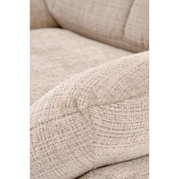 Lenestol DECLAN med fotskammel - stoff - beige