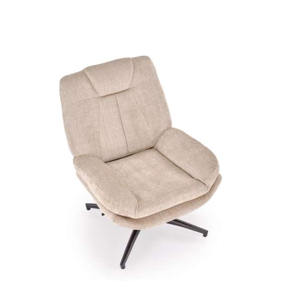 Lenestol DECLAN med fotskammel - stoff - beige