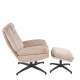 Lenestol DECLAN med fotskammel - stoff - beige