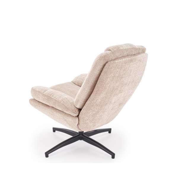 Lenestol DECLAN med fotskammel - stoff - beige