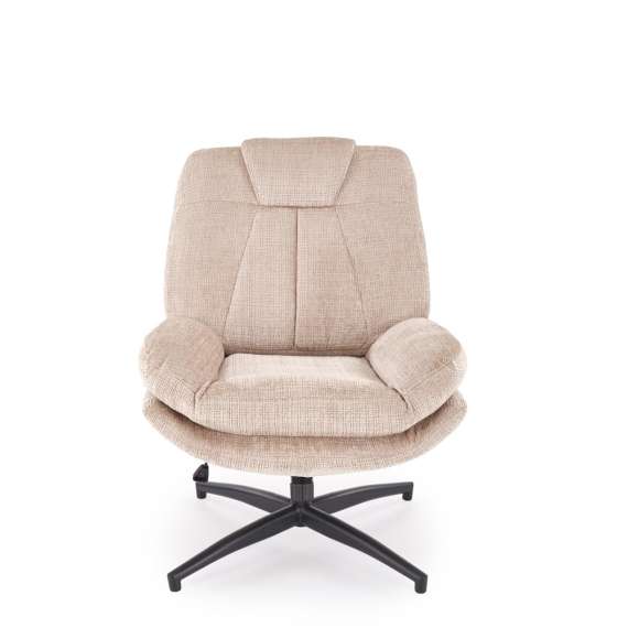 Lenestol DECLAN med fotskammel - stoff - beige