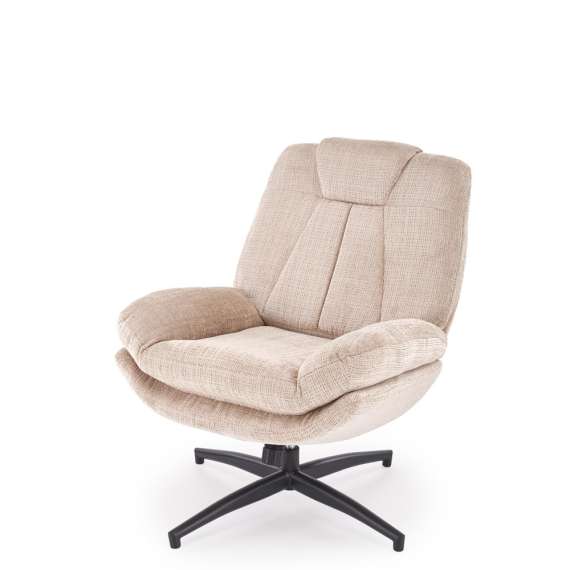 Lenestol DECLAN med fotskammel - stoff - beige