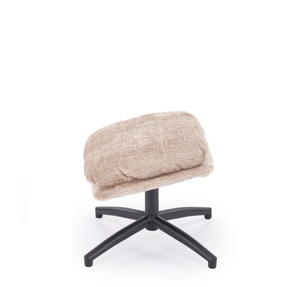 Lenestol DECLAN med fotskammel - stoff - beige