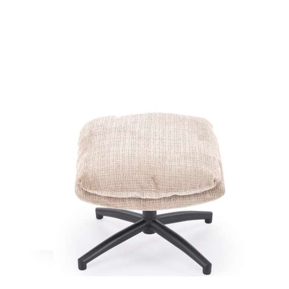 Lenestol DECLAN med fotskammel - stoff - beige