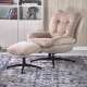 Lenestol PESTO med fotskammel - stoff - beige