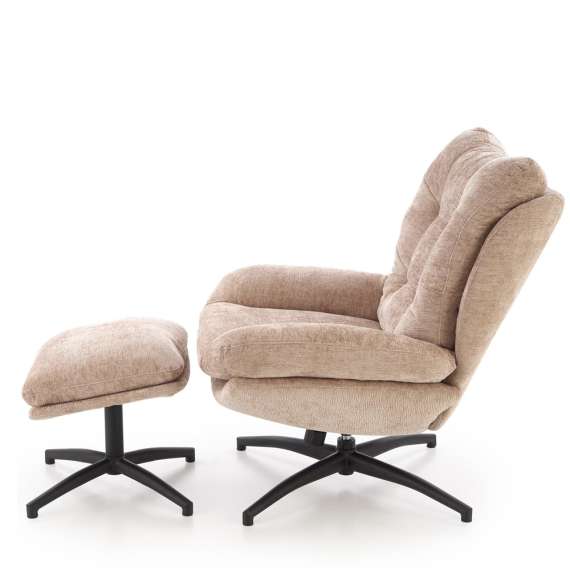 Lenestol PESTO med fotskammel - stoff - beige