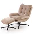 Lenestol PESTO med fotskammel - stoff - beige