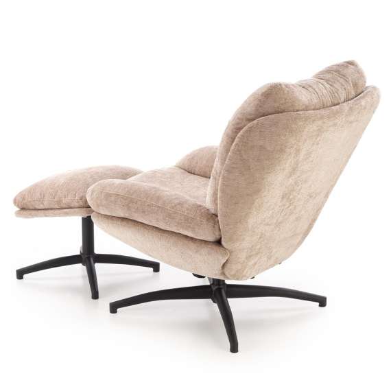 Lenestol PESTO med fotskammel - stoff - beige