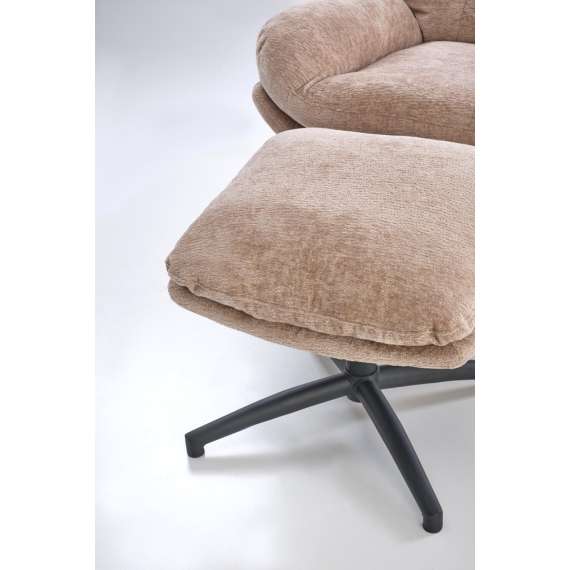 Lenestol PESTO med fotskammel - stoff - beige