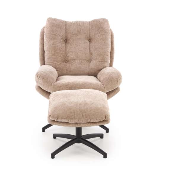 Lenestol PESTO med fotskammel - stoff - beige