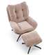 Lenestol PESTO med fotskammel - stoff - beige