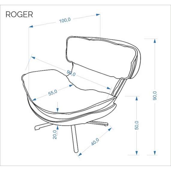 Lenestol ROGER - beige stoff - svingbar