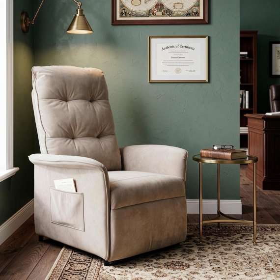 Lenestol NAXOS - reclinerfunksjon - beige stoff