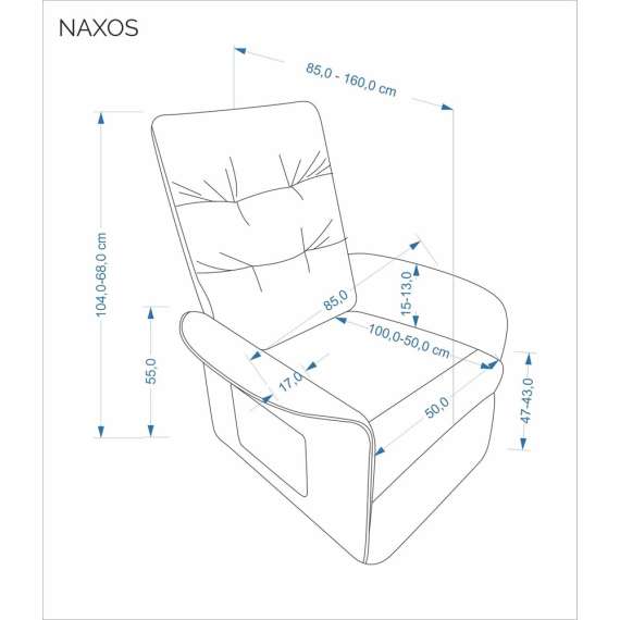 Lenestol NAXOS - reclinerfunksjon - grå stoff