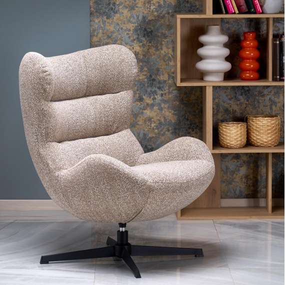 Lenestol JACKIE - beige - svart metall ben