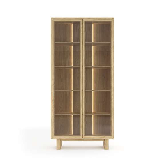 Vitrineskap Nabu 94x195 cm - eik - 2 dører - med lys
