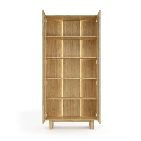 Vitrineskap Nabu 94x195 cm - eik - 2 dører - med lys