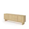 Tv-benk Nabu 184x62 cm - eik - 3 dører - 3 skuffer - japandi
