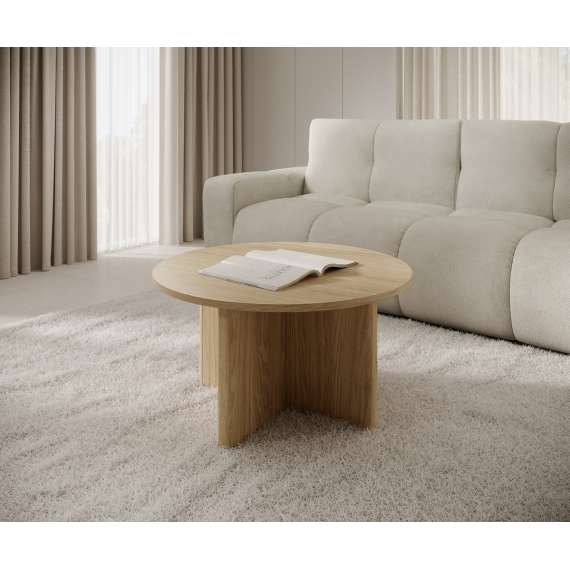 Sofabord Nabu 90 cm - eik - rundt bord - japandi stil
