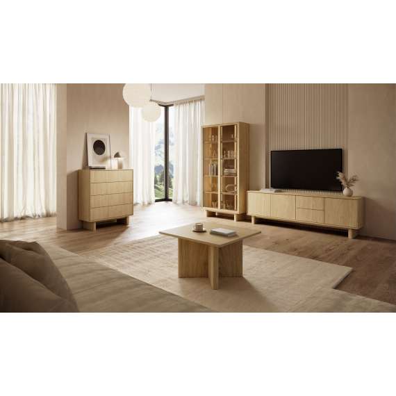 Sofabord Nabu 90 cm - eik - rundt bord - japandi stil